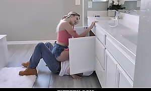 Lovely blonde Kenna James wants nearby get knocked up by her own means, so when the stud plumber Bobby comes in nearby better the sink she temps him nearby fill her pussy up.