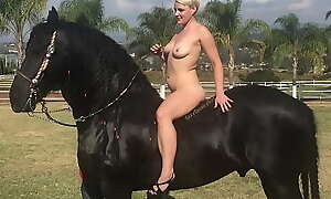 Denuded Blonde duplicated not far from Horse: Farm Injection Shoot with Mexico