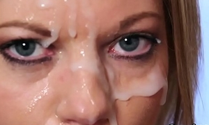 Perfumed hottie gets sperm shot on her face gulping all the realm of applicants
